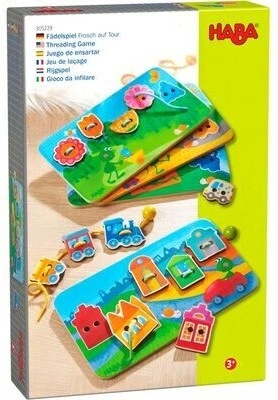 HABA Fädelspiel Frosch auf Tour - Abenteuerliches Fädelspiel mit bunten Motiven - Bild 1 von 1