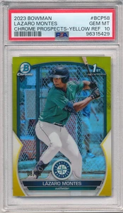 2023 BOWMAN CHROME PROSPECTS LAZARO MONTES YELLOW/75 REF., PSA 10 GEM MINT! - Picture 1 of 2