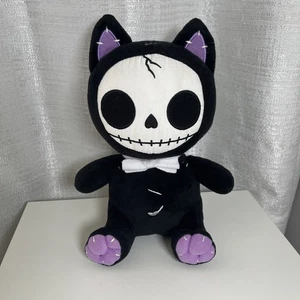 FurryBones Black Voodoo Kitten Cat w/ Bowtie 10" Plush Toy Goth Skeleton Summit - Picture 1 of 5