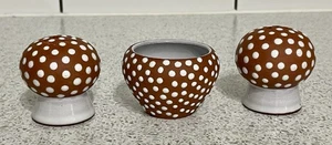 ZEUTHEN KERAMIK BRAUN & WEISS PILZFÖRMIG SALZ, PFEFFER & SENF DÄNEMARK - Bild 1 von 10