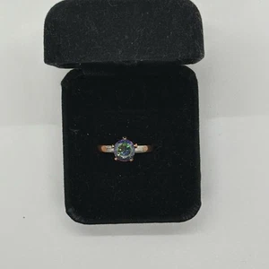 GUC Mystic Topas Ring Gr. 8 Boho Meerjungfrau funkelnd schlicht Band mit Rundstein - Bild 1 von 3