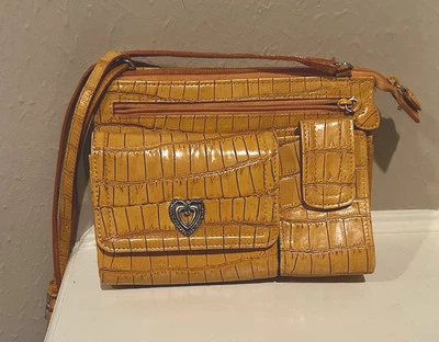 Bolsa tiracolo de couro amarela Brighton ombro baguete - Imagem 1 de 4