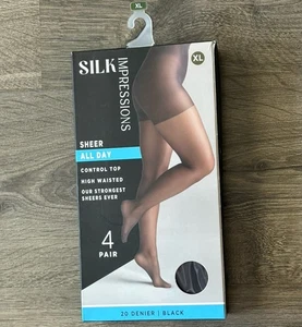 Pantimedias Silk Impressions negras de control transparente cintura alta talla XL nuevas - Imagen 1 de 5