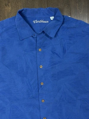 Caribbean Button Up Shirt Mens Big & Tall Size 4XLT Blue Hawaiian Short Sleeve - Image 1 of 4