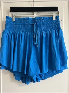 Mini pantaloncino blu brillante spesso elastico con coulisse vita fluido palestra atletica XL - Foto 1 di 6