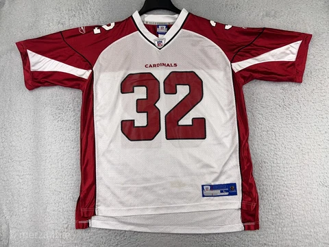 Arizona Cardinals Football Jersey Mens Large White Red #32 Edgerrin James Reebok Cover