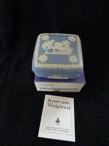 Boxed Wedgwood Pale Blue Jasperware Square Lidded Box - Picture 1 of 1