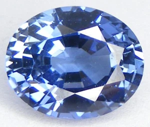 EXCELLENT CUT OVAL 10x8 MM. CEYLON BLUE SAPPHIRE LAB CORUNDUM - Picture 1 of 2