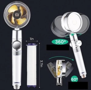 Soffione doccia turbo elica alta pressione doccetta turbocompressa girevole 360 - Foto 1 di 5