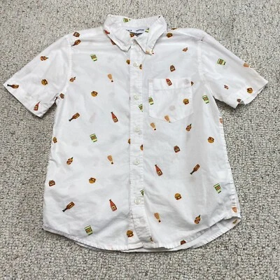 Top Old Navy para niños talla M blanco comida manga corta abotonada ligero elástico Foto 1 de 4