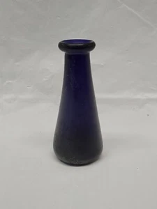 vintage small cobalt blue blown glass bud vase pontil unsigned Beaker 4 in. 4533 - Picture 1 of 24