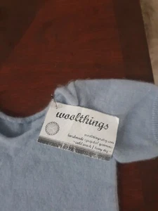 100% Cashmere Pale Blue Baby Size - 6-12 Months - Handmade Cashmere Sweater-NEW - Picture 1 of 5