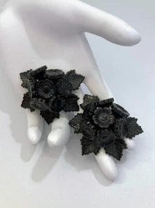 De colección Victoriano/Gótico Negro Plástico Flores Zapatos Clips Bufanda Vestido Halloween - Imagen 1 de 9