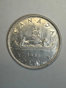 COLLECTABLE VINTAGE 1936 CANADA One Dollar SILVER King George V Coin - Picture 1 of 2