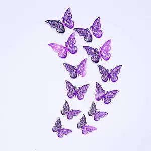 3D Butterfly Wall Decor 72Pcs 3 Sizes, Purple Butterfly Decorations for Birthday - Picture 1 of 12