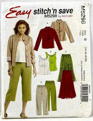 Chaqueta Top Falda Pantalones 2007 McCalls Costura Patrón M5298 Mujer Talla 14-20 14412 Foto 1 de 2