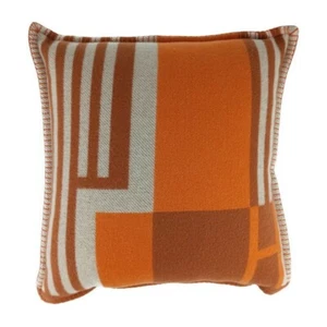 HERMES Cushion Itak H103431M Terracotta Tangerine Wool 90% Cashmere 10% Unisex - Picture 1 of 7