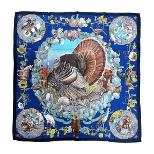 Vintage HERMES Silk Scarf FAUNE ET FLORE DU TEXAS Kermit Oliver 35" 90 Box - Picture 1 of 19