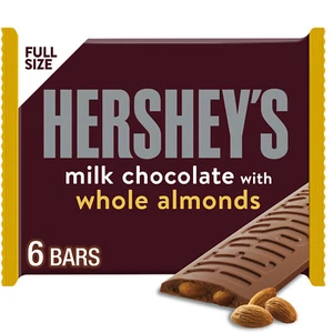 Hershey's Milk Chocolate with Whole Almonds Candy, Bars 1.45 oz, 6 Count - Picture 1 of 9
