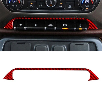Cubierta de la consola central inferior de fibra de carbono roja para Silverado/GMC Sierra 1500 Foto 1 de 4