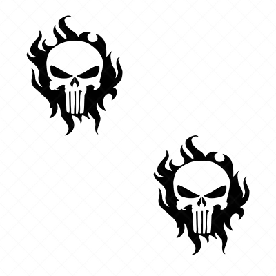 Комплект из 2 - пламя каратель череп виниловая наклейка телефона чехол ноутбука автомобиля стикер - Изображение 1 из 4