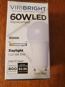 9.8W =60W Dimmable A19 LED 40K Cool White Frosted Twist and Lock GU24 Base Bulb - Picture 1 of 4