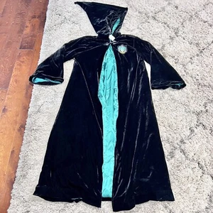 Harry Potter Slytherin Costume Black & Green 53” Long Robe W/ Hood One Size JR - Picture 1 of 9