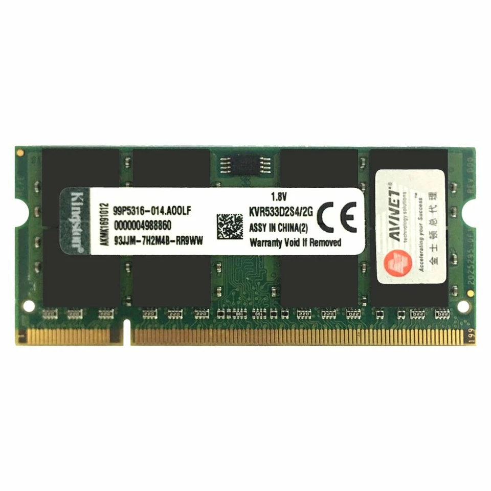 2GB DDR2 533MHz KVR533D2S4/2G 1.8V PC2-4200S Laptop SODIMM RAM For Kingston BT - Image 1 of 4