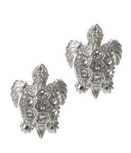 Rhinestone Turtle Mini Sea Life Beach Summer Earrings on Posts - Picture 1 of 2