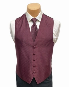 Men's After Six Burgundy Wine Red Tuxedo Vest with Tie Free Shipping Size Small - Picture 1 of 5