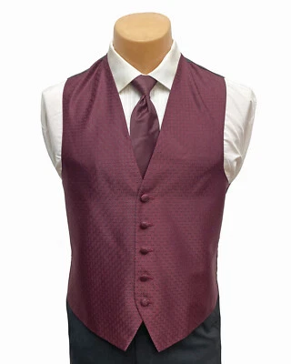 Men's After Six Burgundy Wine Red Tuxedo Vest with Tie Free Shipping Size Medium - Image 1 of 4