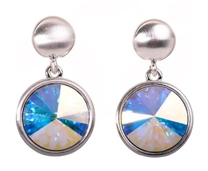 Crystals From Swarovski Rhombus Drop Pierced Earrings Rhodium Authentic 7272z - Picture 1 of 8