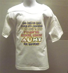 MEANEST BADDEST AUNT IN TOWN Gray Tee Shirt Size 10-12 NWOTS 10% off 3 - Picture 1 of 1