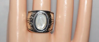Anillo brazalete Silpada de plata esterlina madreperla banda de desplazamiento talla 8 Foto 1 de 4