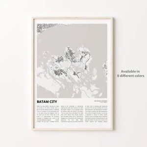 Impresión de mapa de la ciudad de Batam, póster de viaje de las islas Riau, arte de pared - Imagen 1 de 6