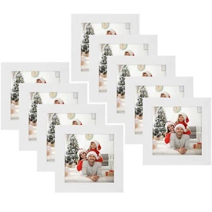 Golden State Pack of 9 4x4inch White Square Wood Frames TableDesk Display Wall M - Picture 1 of 7