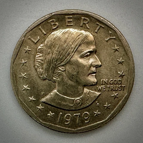1979-P Susan B Anthony US Silver Dollar Coin Philadelphia Mint Uncirculated Cover