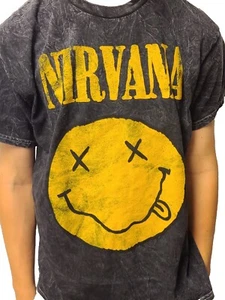 Nirvana Men's Large Official Licensed Smiley Face Vintage Wash Tee T-Shirt 2023 - Picture 1 of 5