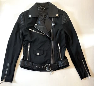 BCBG Max Azria Damen XS Lederjacke Schwarz Emo Goth Moto Biker Punk Grunge - Bild 1 von 9