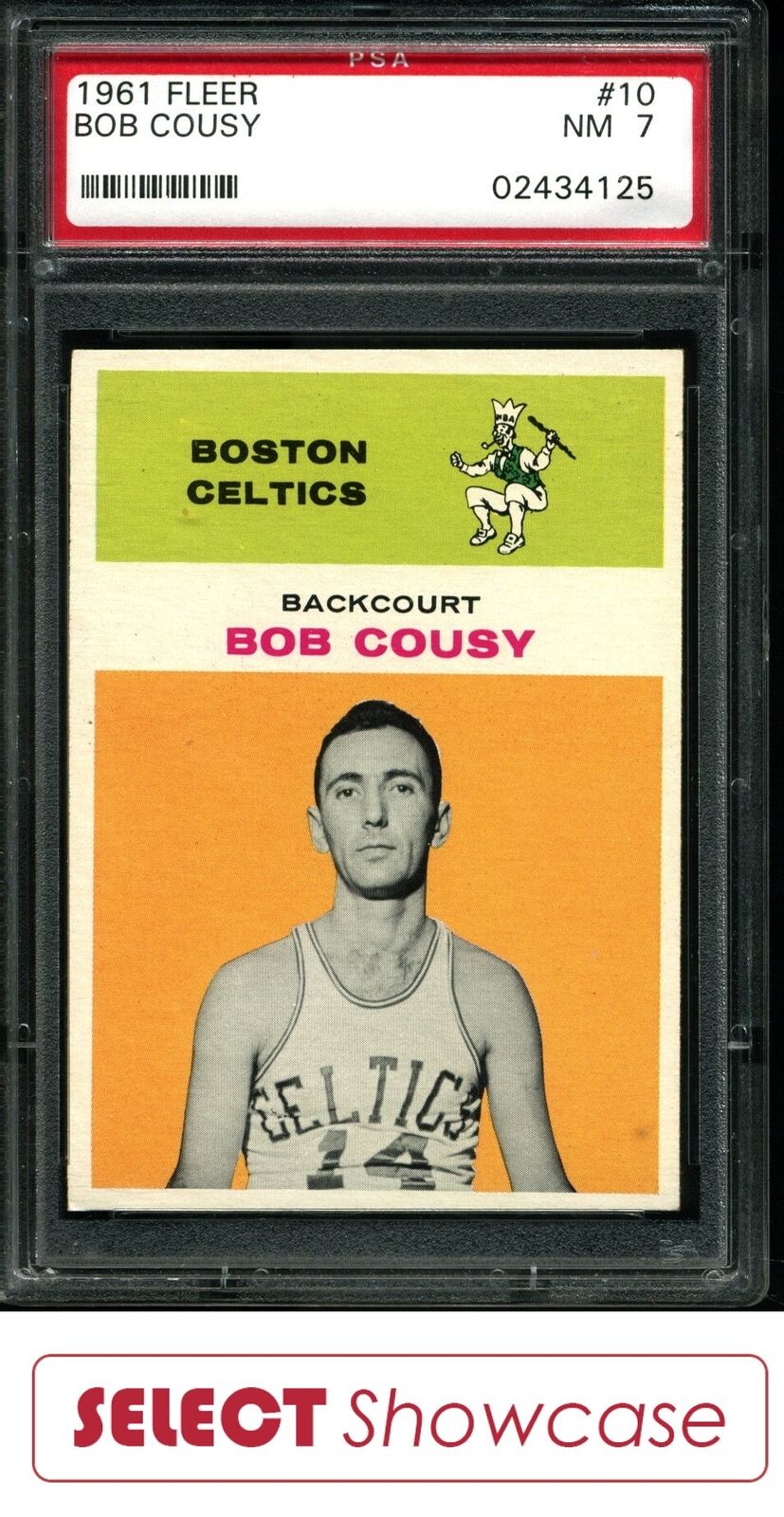 1961 FLEER #10 BOB COUSY CELTICS HOF PSA 7