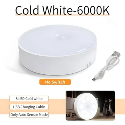 Lámpara de noche inteligente sensor de movimiento luz LED carga USB iluminación automática de cama Foto 1 de 4