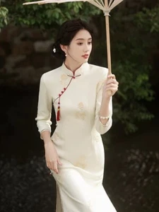 Brand new winter whiteqipao dress; white qipao; elegant; US size S; 94cm chest - Picture 1 of 3