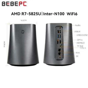 NAS Mini PC Barebone Kit with AMD R7 5285U/N100 DDR4 M.2 NVME 2280 WiFi6 Linux - Picture 1 of 22