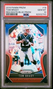 2019 Prizm #18 Tom Brady Red White Blue RWB SP PSA 10 Patriots 📈🔥