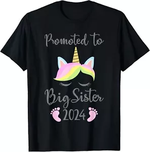 Promoted to big sister 2024 with unicorn for new baby shower T-Shirt Hoodie - Picture 1 of 8