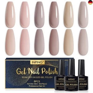 INPING UV Nagellack Set, 6 Stück Nude Braun Sammlung Gel Nagellack, Nackt - Bild 1 von 9
