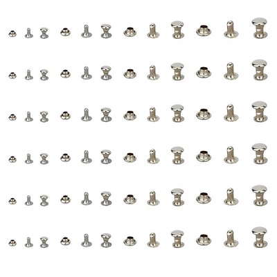 400 Pairs 4 Sizes Leather Rivets 3/4/5/6mm Double Cap Rivets Tubular Metal St... - Image 1 of 4
