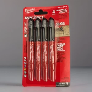 Milwaukee 48-22-3104 INKZALL Black Fine Point Jobsite Markers 4pk - Picture 1 of 2