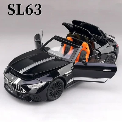 1:22 Benzs SL63 Supercar Alloy Diecast Car Model Sound Light Kids Toy Gift - Image 1 of 4