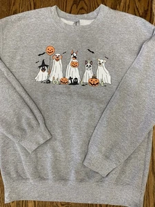 Halloween Hund Geist Sweatshirt Kürbis SCHWARZE KATZE Pullover MEDIUM - Bild 1 von 10